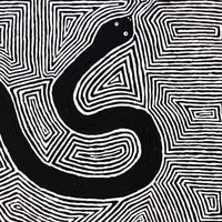 Aboriginal Artwork by Walter Jangala Brown, Warna Jukurrpa (Snake Dreaming), 107x76cm