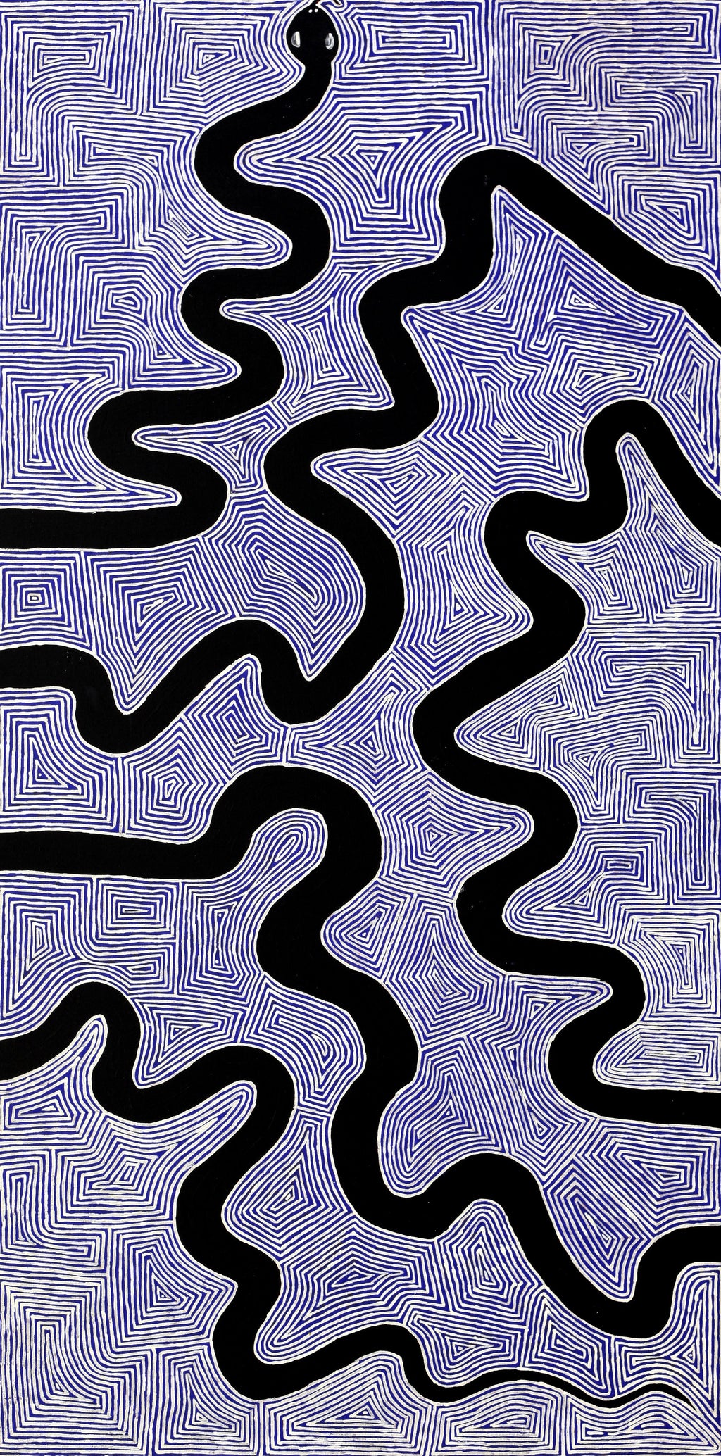 Aboriginal Artwork by Walter Jangala Brown, Warna Jukurrpa (Snake Dreaming), 122x61cm