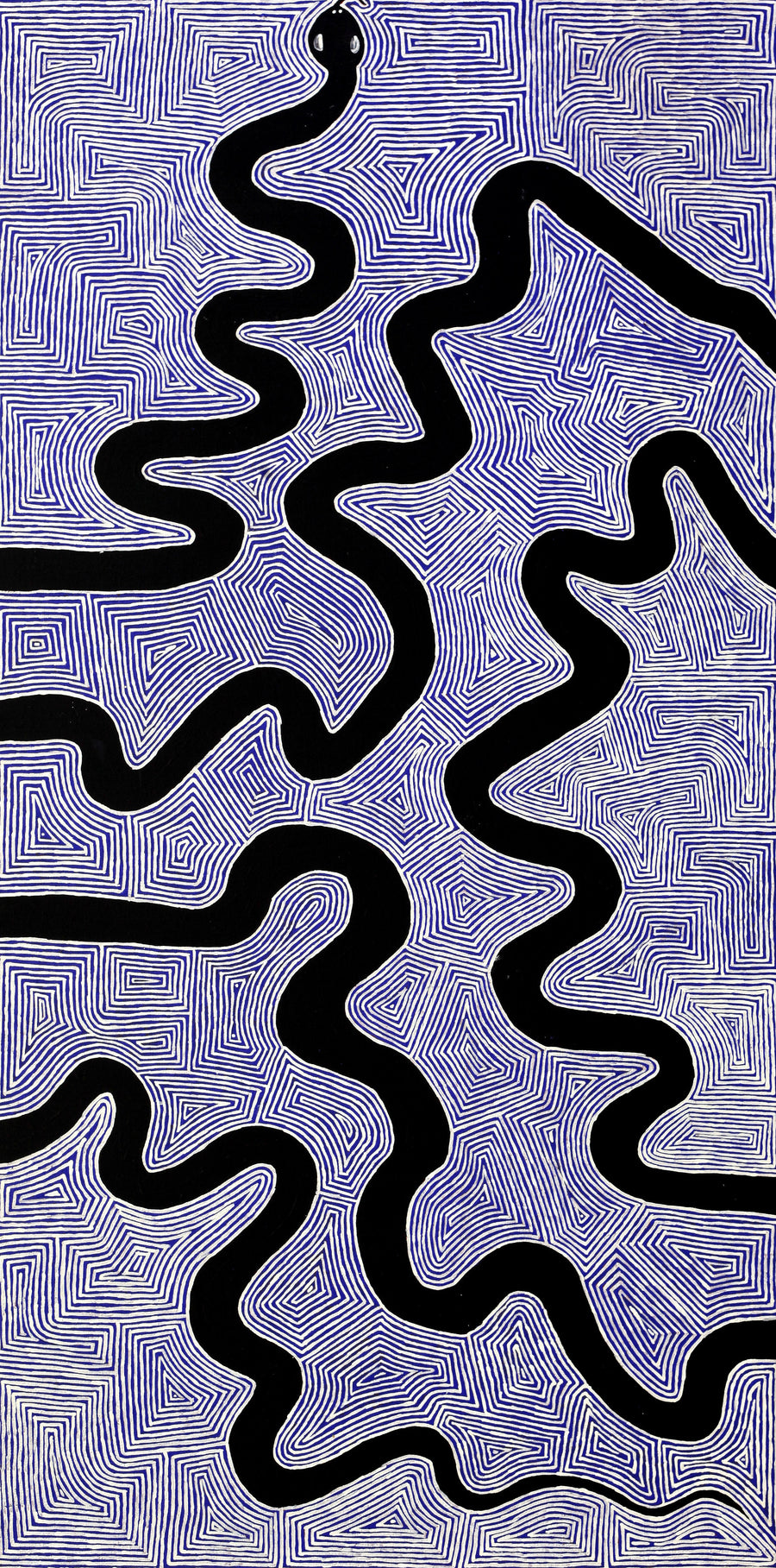 Aboriginal Artwork by Walter Jangala Brown, Warna Jukurrpa (Snake Dreaming), 122x61cm