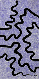 Aboriginal Artwork by Walter Jangala Brown, Warna Jukurrpa (Snake Dreaming), 122x61cm - ART ARK®