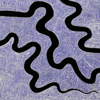 Aboriginal Artwork by Walter Jangala Brown, Warna Jukurrpa (Snake Dreaming), 122x61cm