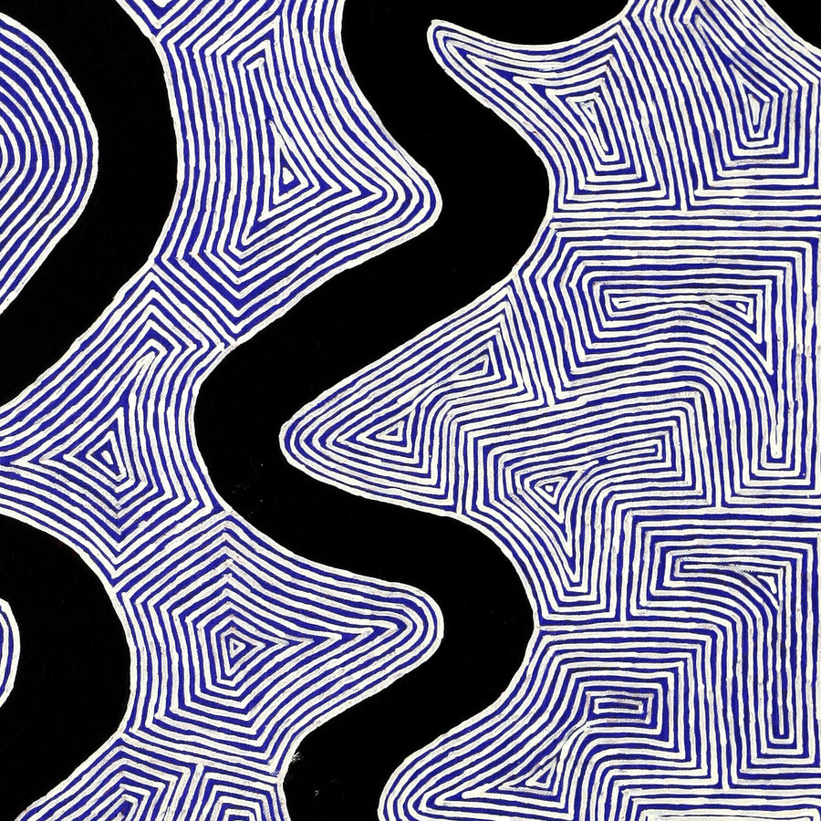 Aboriginal Artwork by Walter Jangala Brown, Warna Jukurrpa (Snake Dreaming), 122x61cm