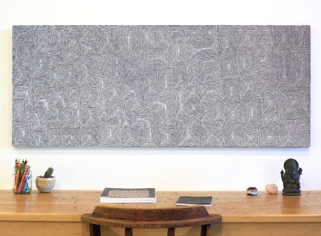 Aboriginal Artwork by Walter Jangala Brown, Tingari Cycle, 151x61cm