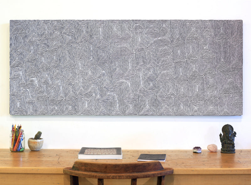 Aboriginal Artwork by Walter Jangala Brown, Tingari Cycle, 151x61cm