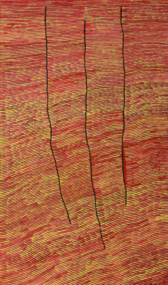 Aboriginal Artwork by Walter Jangala Brown, Tingari Cycle, 182x107cm