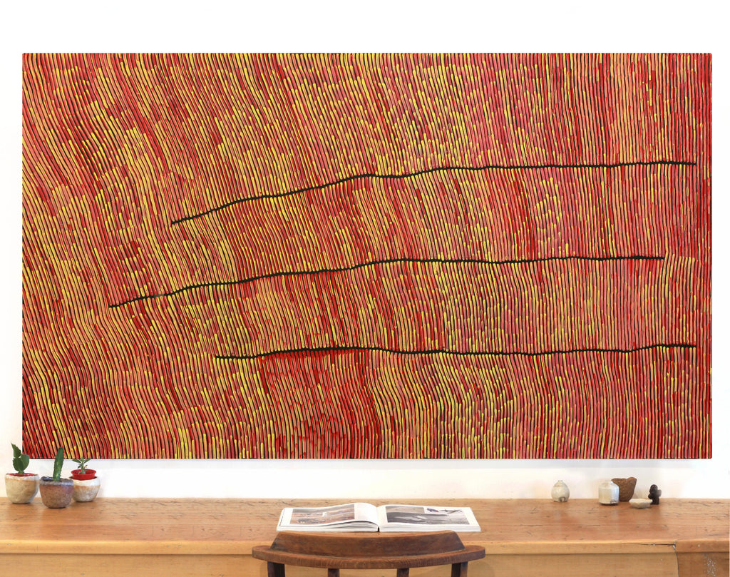 Aboriginal Artwork by Walter Jangala Brown, Tingari Cycle, 182x107cm