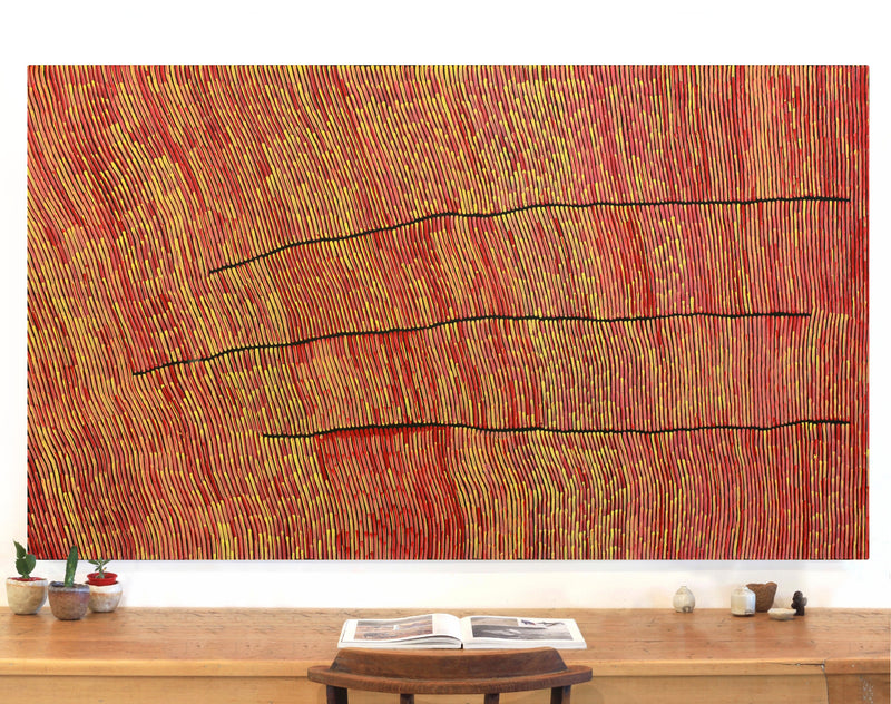 Aboriginal Artwork by Walter Jangala Brown, Tingari Cycle, 182x107cm