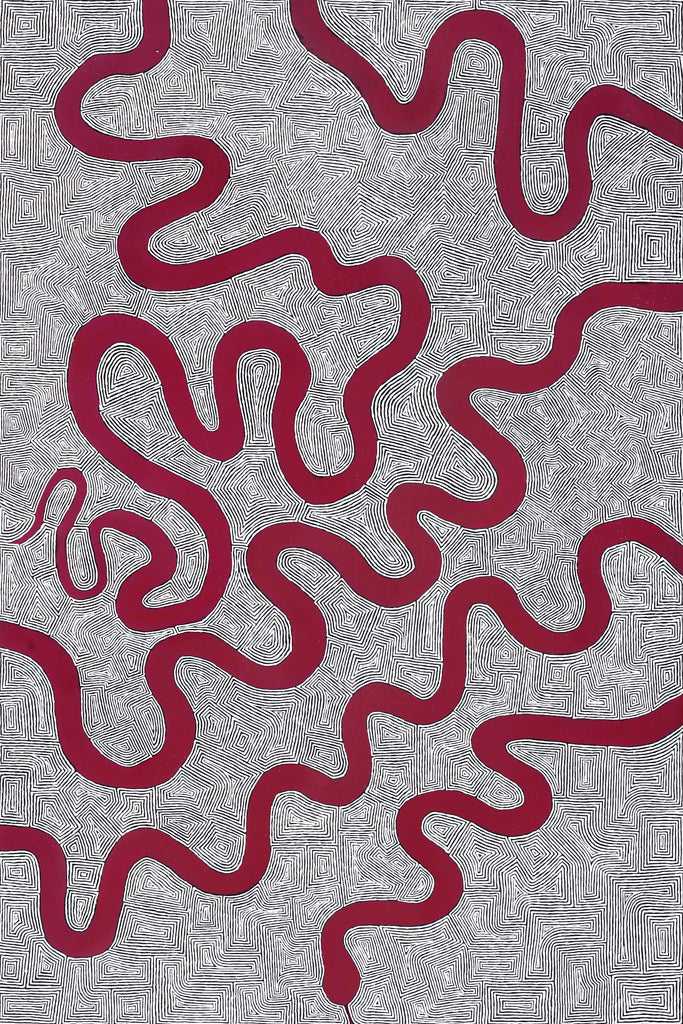 Aboriginal Artwork by Walter Jangala Brown, Warna Jukurrpa (Snake Dreaming), 182x122cm