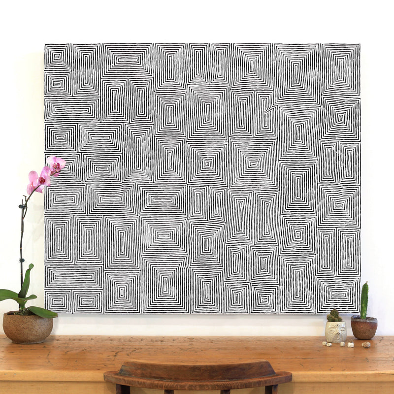 Aboriginal Artwork by Walter Jangala Brown, Tingari Cycle, 107x91cm