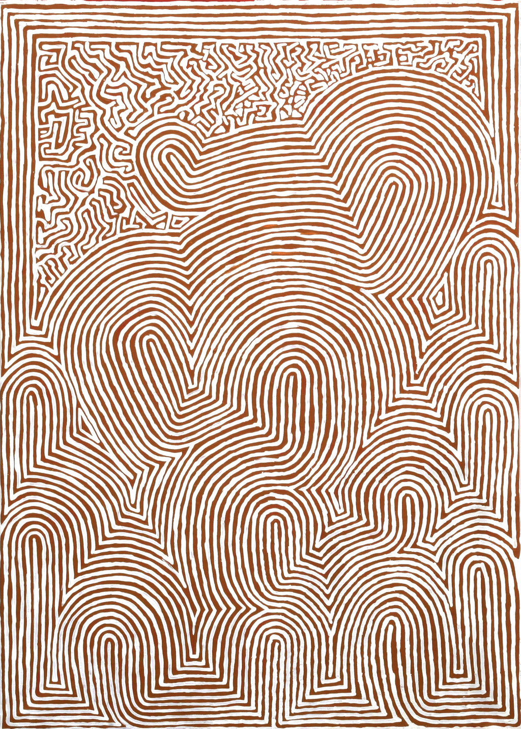 Aboriginal Artwork by Walter Jangala Brown, Tingari Cycle, 107x76cm