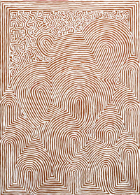 Aboriginal Artwork by Walter Jangala Brown, Tingari Cycle, 107x76cm