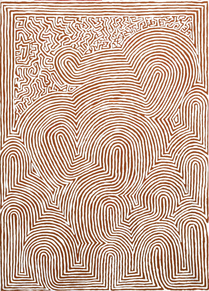 Aboriginal Artwork by Walter Jangala Brown, Tingari Cycle, 107x76cm