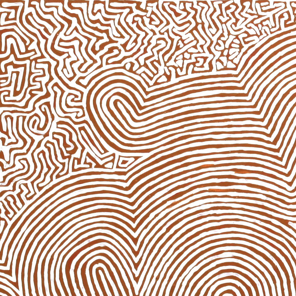 Aboriginal Artwork by Walter Jangala Brown, Tingari Cycle, 107x76cm