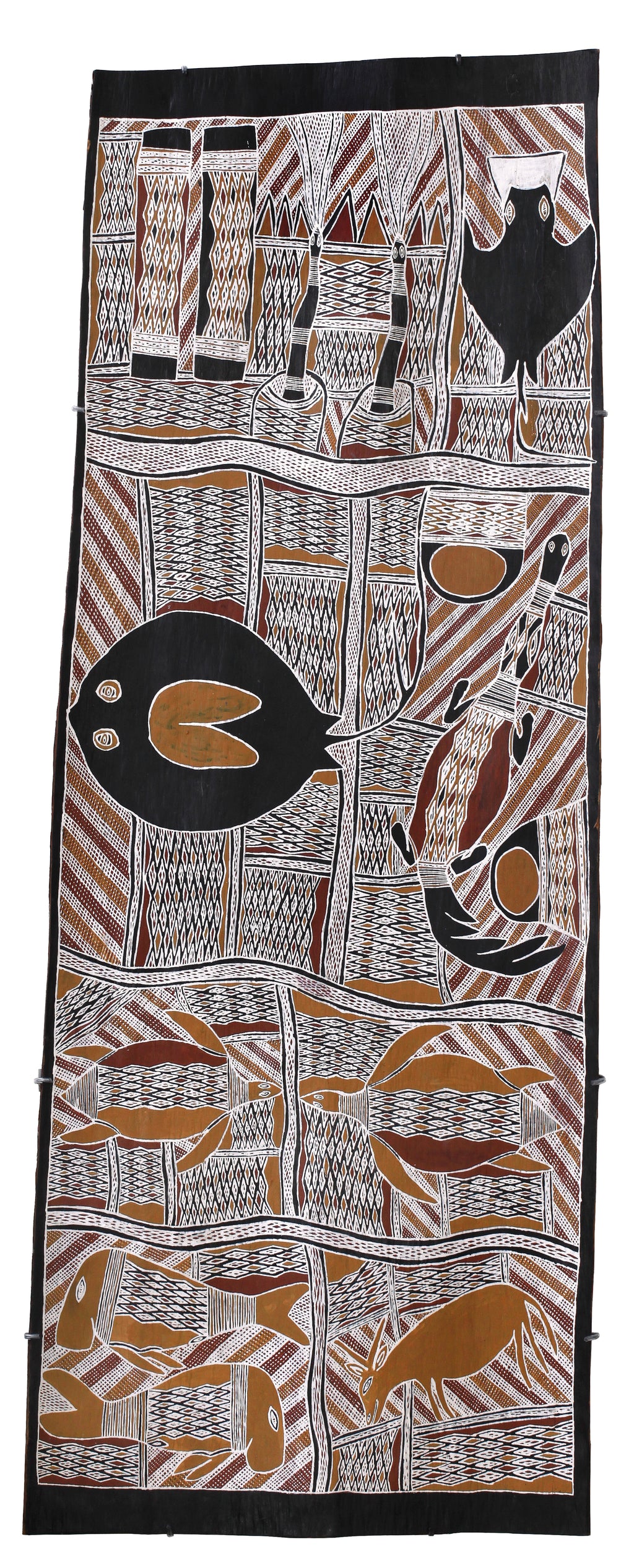 Aboriginal Artwork by Wanapati Yunupiŋu, Gumatj, 157x58cm Bark