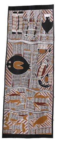 Aboriginal Artwork by Wanapati Yunupiŋu, Gumatj, 157x58cm Bark