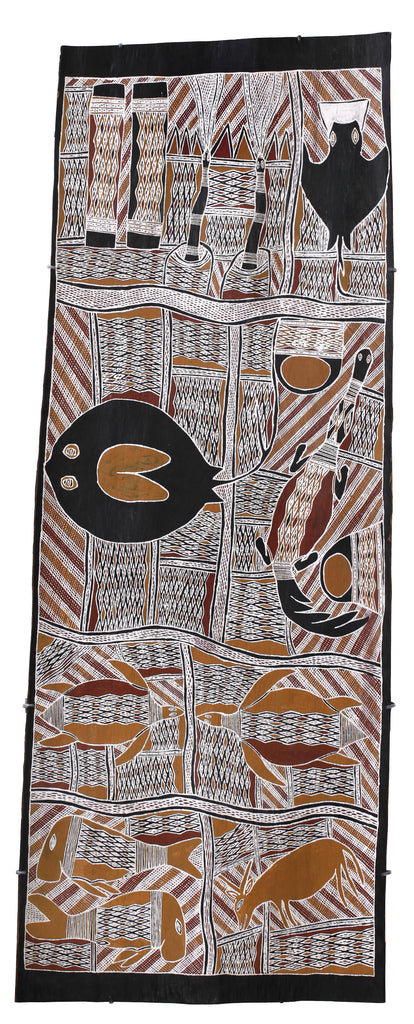 Aboriginal Artwork by Wanapati Yunupiŋu, Gumatj, 157x58cm Bark - ART ARK®