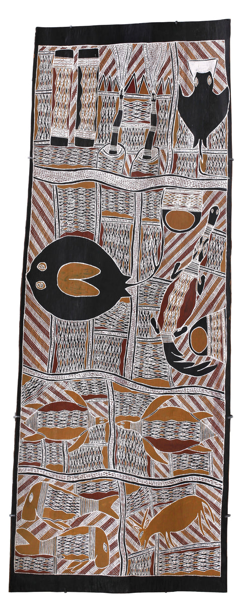 Aboriginal Art by Wanapati Yunupiŋu, Gumatj, 157x58cm Bark - ART ARK®