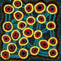 Aboriginal Artwork by Watson Jangala Robertson, Ngapa Jukurrpa (Water Dreaming) - Puyurru, 76x76cm