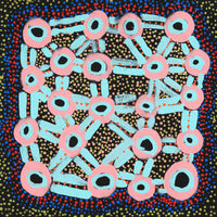Aboriginal Artwork by Watson Jangala Robertson, Ngapa Jukurrpa (Water Dreaming) - Puyurru, 46x46cm