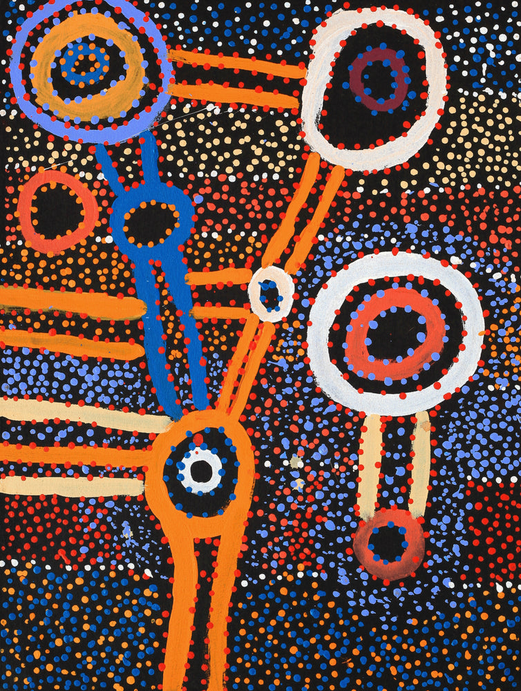 Aboriginal Artwork by Watson Jangala Robertson, Watiya-warnu Jukurrpa (Seed Dreaming), 61x46cm