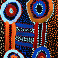 Aboriginal Artwork by Watson Jangala Robertson, Ngapa Jukurrpa (Water Dreaming) - Puyurru, 30x30cm