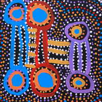 Aboriginal Artwork by Watson Jangala Robertson, Ngapa Jukurrpa (Water Dreaming) - Puyurru, 30x30cm