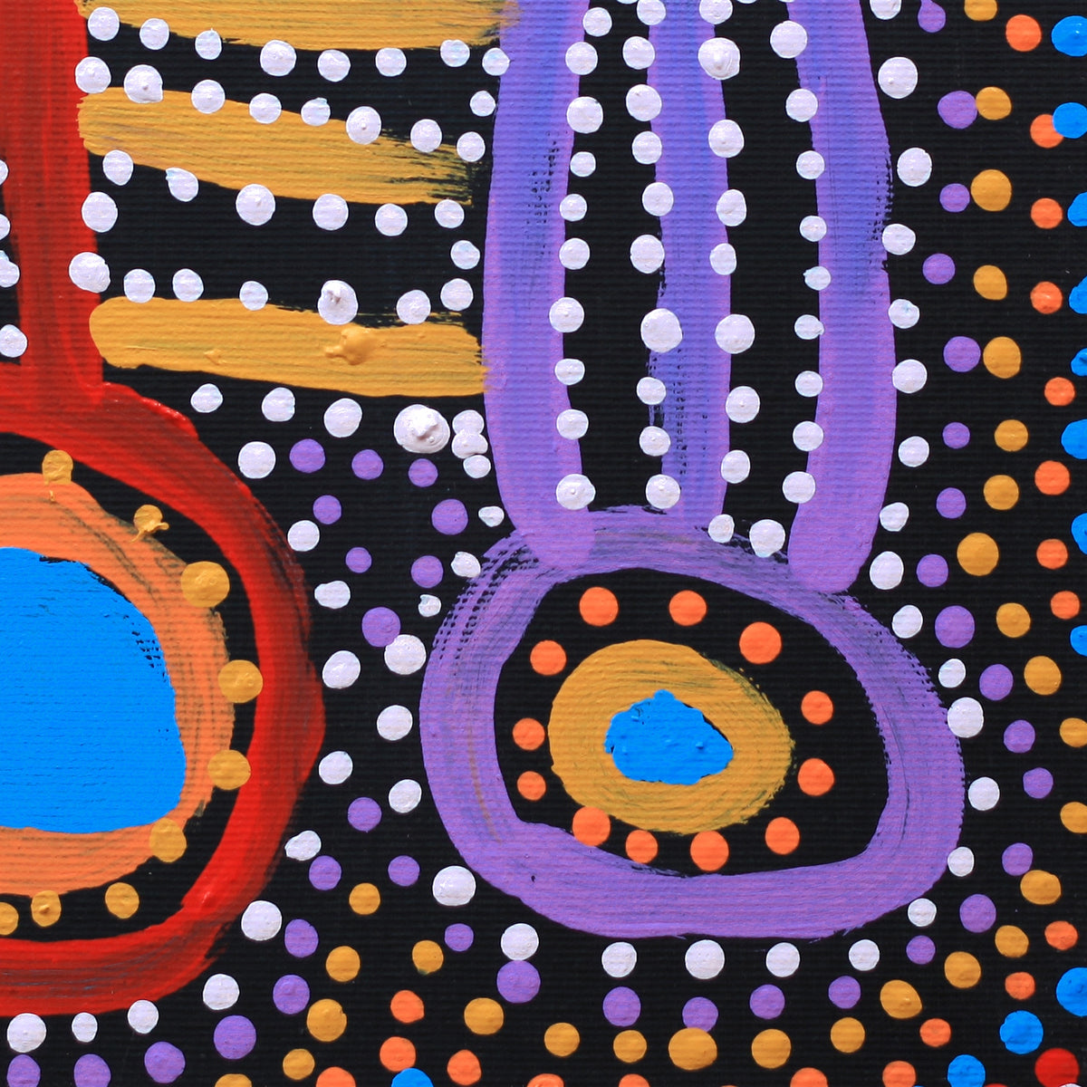 Aboriginal Artwork by Watson Jangala Robertson, Ngapa Jukurrpa (Water Dreaming) - Puyurru, 30x30cm
