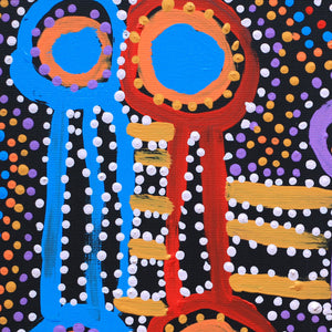Aboriginal Art by Watson Jangala Robertson, Ngapa Jukurrpa (Water Dreaming) - Puyurru, 30x30cm - ART ARK®