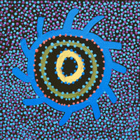 Aboriginal Artwork by Watson Jangala Robertson, Ngapa Jukurrpa (Water Dreaming) - Puyurru, 30x30cm