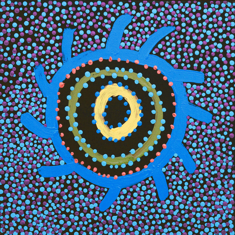 Aboriginal Artwork by Watson Jangala Robertson, Ngapa Jukurrpa (Water Dreaming) - Puyurru, 30x30cm