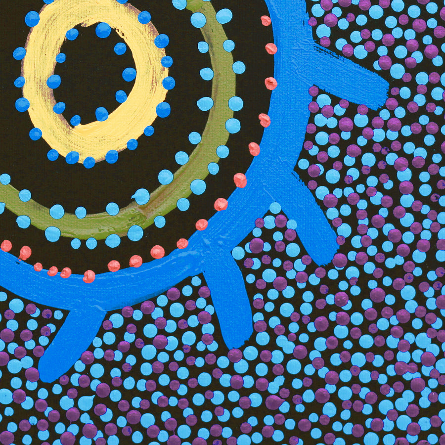 Aboriginal Artwork by Watson Jangala Robertson, Ngapa Jukurrpa (Water Dreaming) - Puyurru, 30x30cm
