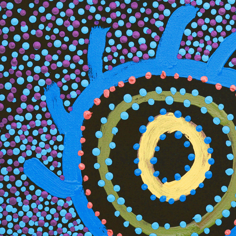 Aboriginal Artwork by Watson Jangala Robertson, Ngapa Jukurrpa (Water Dreaming) - Puyurru, 30x30cm