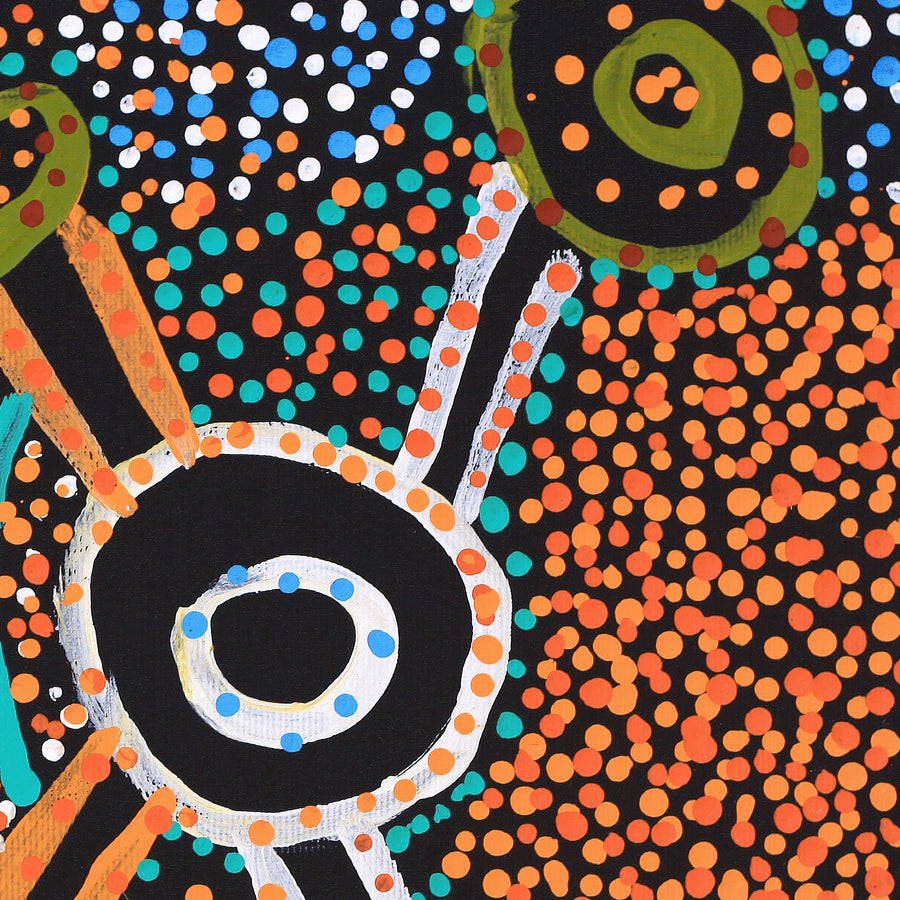 Aboriginal Artwork by Watson Jangala Robertson, Ngapa Jukurrpa (Water Dreaming) - Puyurru, 30x30cm