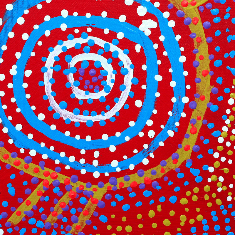Aboriginal Artwork by Watson Jangala Robertson, Ngapa Jukurrpa (Water Dreaming) - Puyurru, 30x30cm
