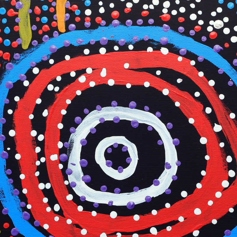 Aboriginal Artwork by Watson Jangala Robertson, Ngapa Jukurrpa (Water Dreaming) - Puyurru, 30x30cm