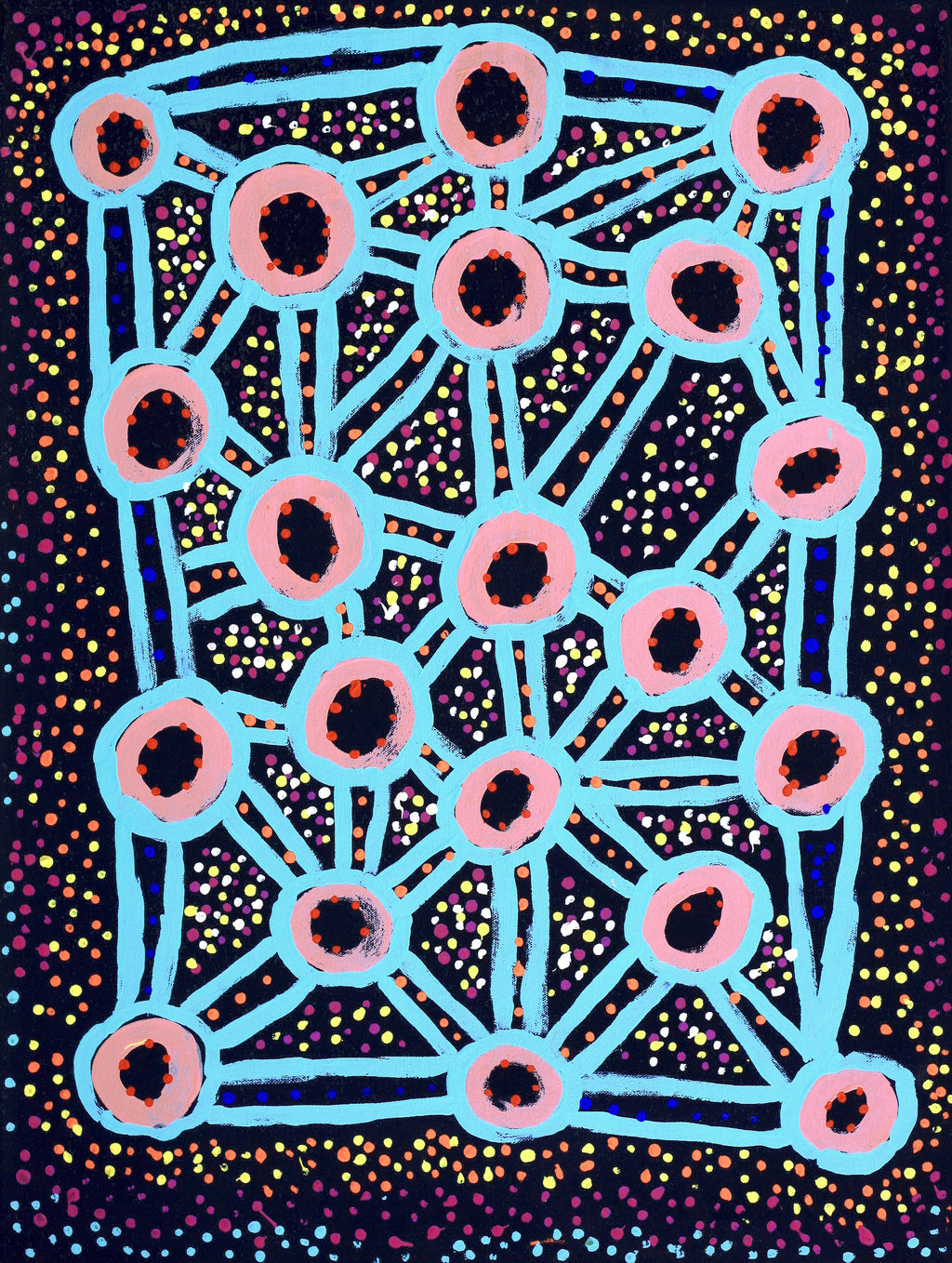 Aboriginal Artwork by Watson Jangala Robertson, Ngapa Jukurrpa (Water Dreaming) - Puyurru, 61x46cm
