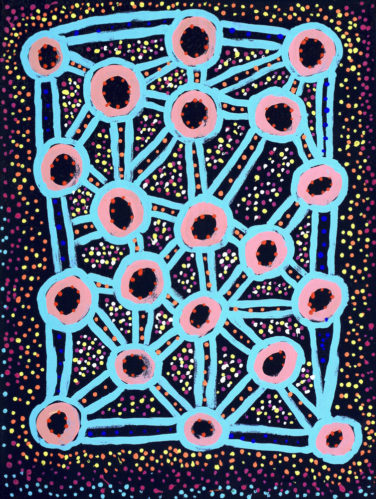 Aboriginal Artwork by Watson Jangala Robertson, Ngapa Jukurrpa (Water Dreaming) - Puyurru, 61x46cm