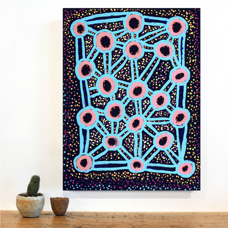 Aboriginal Artwork by Watson Jangala Robertson, Ngapa Jukurrpa (Water Dreaming) - Puyurru, 61x46cm