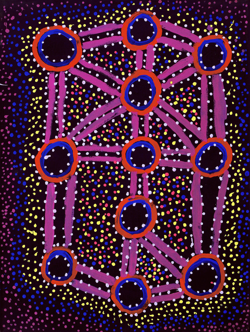 Aboriginal Artwork by Watson Jangala Robertson, Ngapa Jukurrpa (Water Dreaming) - Puyurru, 61x46cm