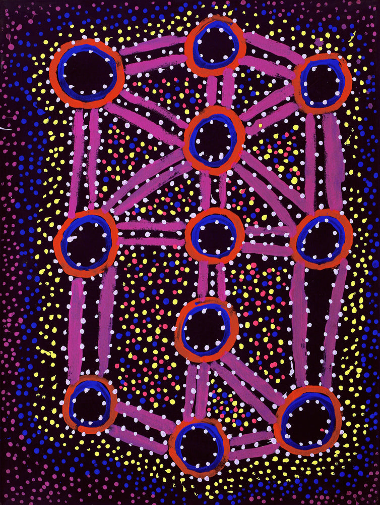 Aboriginal Artwork by Watson Jangala Robertson, Ngapa Jukurrpa (Water Dreaming) - Puyurru, 61x46cm