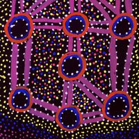 Aboriginal Artwork by Watson Jangala Robertson, Ngapa Jukurrpa (Water Dreaming) - Puyurru, 61x46cm