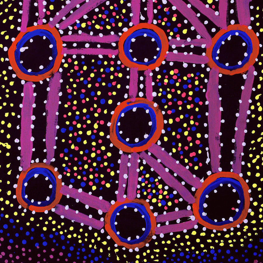 Aboriginal Artwork by Watson Jangala Robertson, Ngapa Jukurrpa (Water Dreaming) - Puyurru, 61x46cm