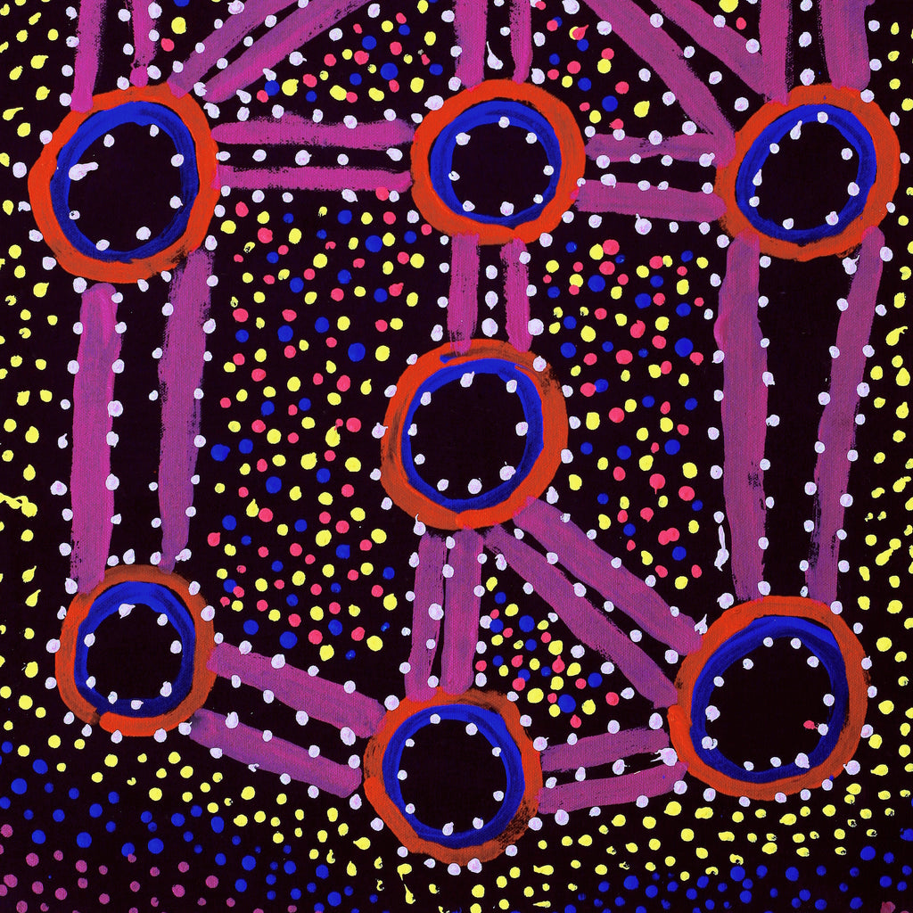 Aboriginal Artwork by Watson Jangala Robertson, Ngapa Jukurrpa (Water Dreaming) - Puyurru, 61x46cm - ART ARK®