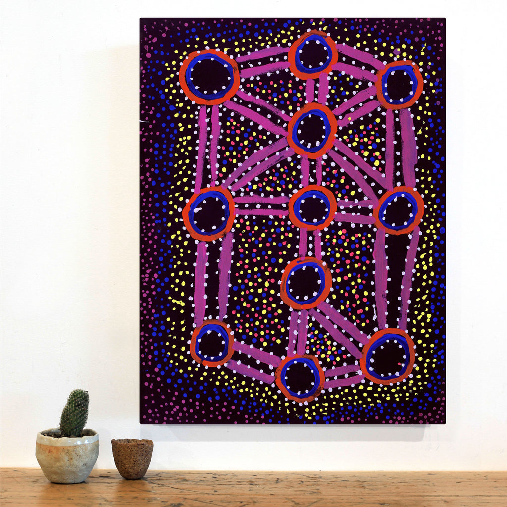 Aboriginal Artwork by Watson Jangala Robertson, Ngapa Jukurrpa (Water Dreaming) - Puyurru, 61x46cm