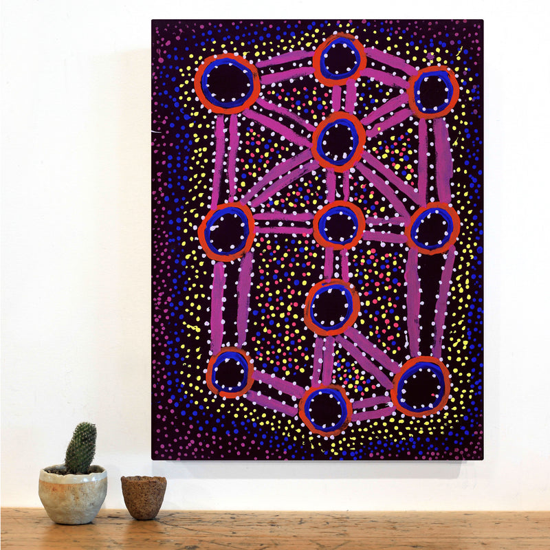 Aboriginal Artwork by Watson Jangala Robertson, Ngapa Jukurrpa (Water Dreaming) - Puyurru, 61x46cm