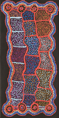 Aboriginal Artwork by Watson Jangala Robertson, Ngapa Jukurrpa (Water Dreaming) - Puyurru, 91x46cm