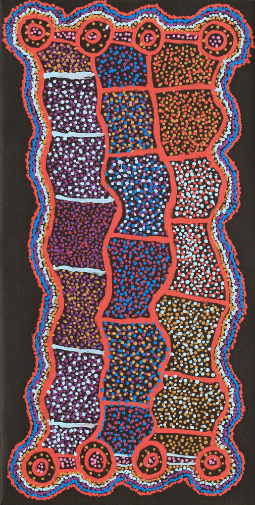 Aboriginal Artwork by Watson Jangala Robertson, Ngapa Jukurrpa (Water Dreaming) - Puyurru, 91x46cm