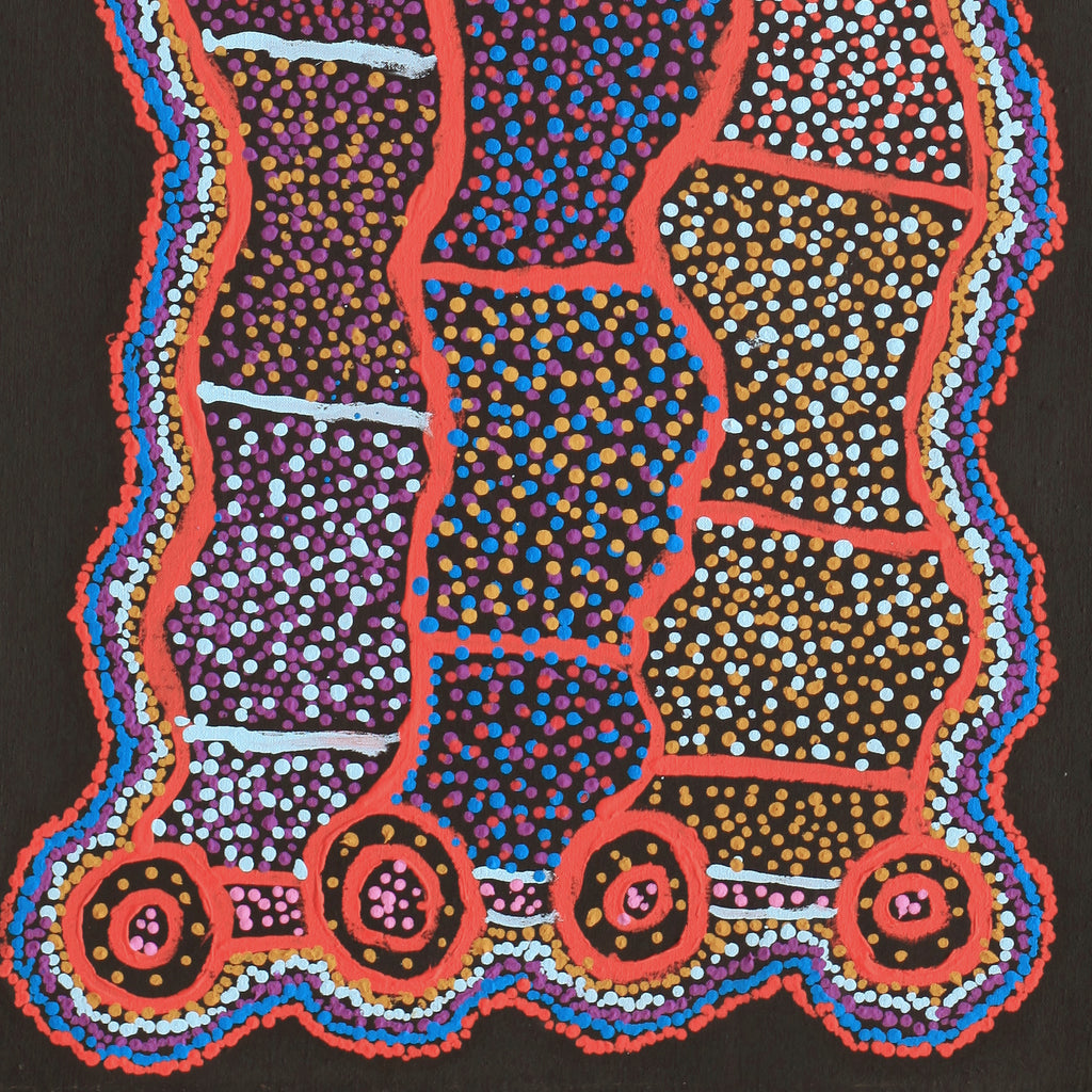 Aboriginal Artwork by Watson Jangala Robertson, Ngapa Jukurrpa (Water Dreaming) - Puyurru, 91x46cm