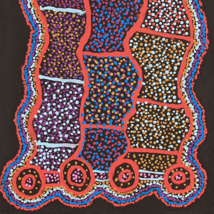 Aboriginal Artwork by Watson Jangala Robertson, Ngapa Jukurrpa (Water Dreaming) - Puyurru, 91x46cm