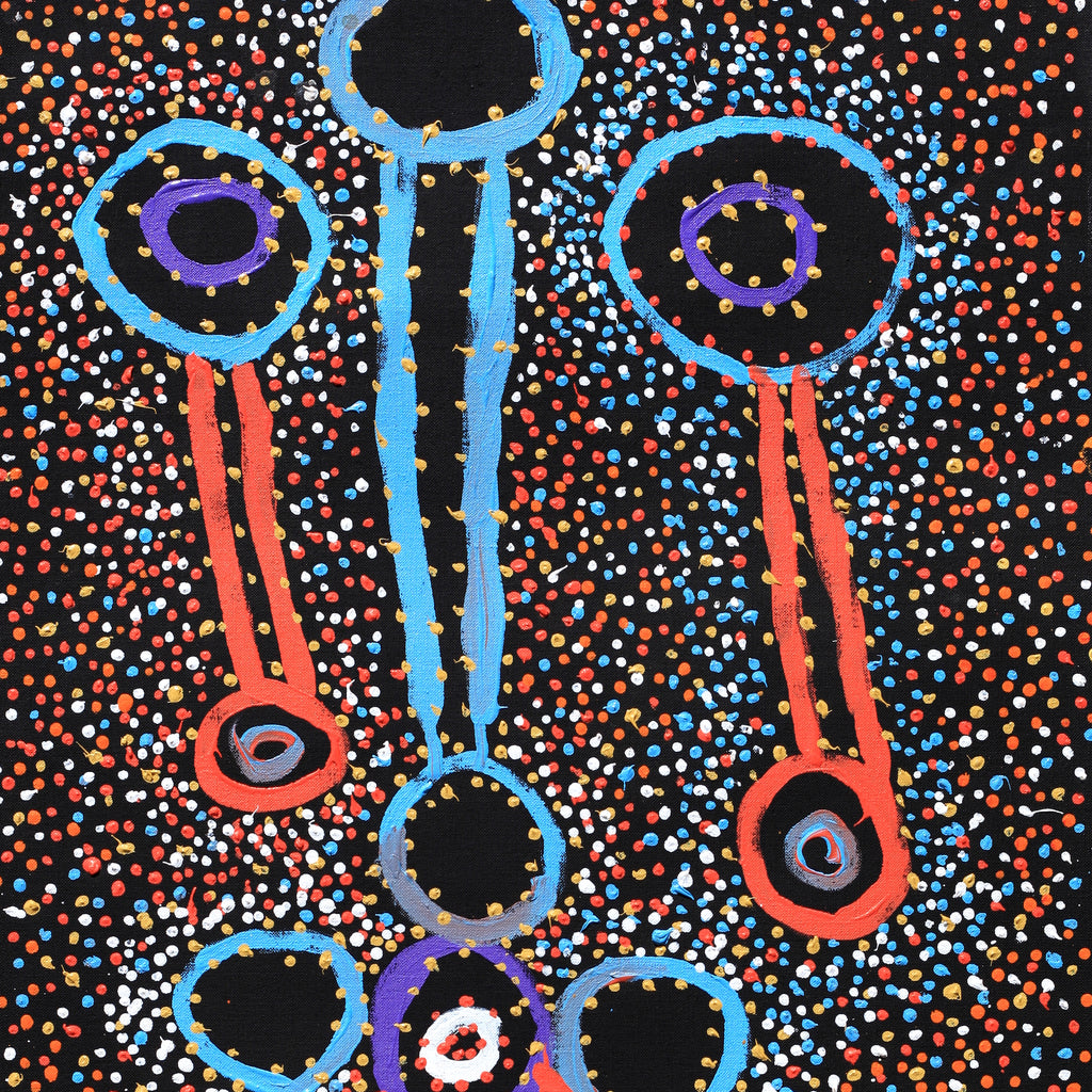Aboriginal Artwork by Watson Jangala Robertson, Ngapa Jukurrpa (Water Dreaming) - Puyurru, 91x46cm